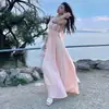 Vestido largo de tirantes drapeado, estilo hada, fluido y suave, para sesión de fotos de vacaciones de verano, sexy, sin espalda