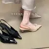 Sandalias Elegantes de Verano 2025 Estilo Francés para Mujer, Maduras, Abiertas en la Punta, Tacones Altos de Punta Fina, Perfectas con Vestidos