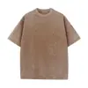 Camiseta de Algodón Pesado de Manga Corta 230g Lavado Batik Desgastado Hombro Caído Algodón Retro Camiseta Holgada Oversize
