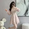 Vestido Floral Dulce de Cuello en V 2026 para Mujer, Nuevo Estilo Francés-Coreano de Otoño, Suave Vestido de Manga Larga Primer Amor