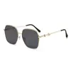 Gafas de Sol Ligeras de Marco Grande de Moda Europeas y Americanas para Mujer, Gama Alta, Anti-UV, Cara Grande, Adelgazantes, Metálicas de Moda