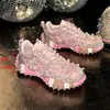 Sapatos de Salto Único Novos da Primavera de 2026 com Laço de Strass, Sola Grossa, Casuais Esportivos, Sola de Durian, Tamanho Grande, Sapatos de Pai para Mulheres