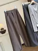 Pantalones de Pierna Ancha de Lana Mezclada de Cintura Alta Elegantes Estilo Coreano para Mujer Otoño Nuevo Holgados Adelgazantes Rectos Casuales Guadaña Globos Pantalones Largos