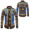 Nova camisa casual masculina de luxo com estampa digital 3D, estilo moda, manga longa, masculina, nostálgica, transfronteiriça