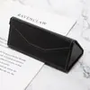 Estuche plegable para gafas hecho a mano imitación piel de becerro con línea de prensa estuche para gafas ópticas gafas de sol estuche para gafas resistente a la presión venta al por mayor logo imprimible
