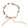 Cadena de Cintura Tejida a Mano con Flor Azul de Longitud Media Estilo Étnico Retro Accesorios de Ropa Accesorios de Ropa a la Moda