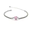 Pulseira Tianini Transfronteiriça Nova Moda Europeia e Americana Colorida com Pedras Preciosas Coração de Luxo Cravejada com Zircônia Strass Pulseira