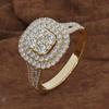 Anillo cuadrado de diamantes de ocho garras de explosión de deseos moda europea y americana personalidad simulación diamante anillo de dama outlet de fábrica