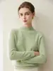 Suéter de cachemira 100% de lujo ligero y minimalista para mujer, con cuello semialto, diseño de jersey y mangas largas versátiles, perfecto para el uso diario.