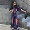 Traje de Otoño para Niñas 2024 Nueva Moda Niñas Estilo Coreano Moderno Cool Cremallera Mezclilla Conjunto de Dos Piezas