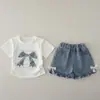 Conjunto de Ropa de Verano para Niñas Dulce Bebé Niña Camiseta con Lazo Grande Conjunto de Dos Piezas 2026 Nueva Ropa de Verano para Niños al por Mayor