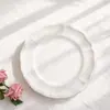 Plato de Cena Cerámico Blanco Brillante Retro con Borde de Encaje Estilo Francés Xinming Redondo de 8 Pulgadas Vajilla Doméstica Simple