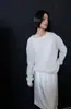 Em Estoque Outono 2025 Novo Estilo Coreano Dongdaemun Mo*Oha Teng Irmã Gola Redonda Suéter de Malha de Manga Longa