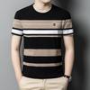 Trinta Outono Dropshipping Camiseta Masculina Bordada de Manga Curta e Gola Redonda Top de Meia Manga de Verão Camiseta Casual Listrada para Jovens e de Meia Idade