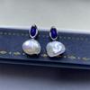 Aretes de Perlas Barrocas de Agua Dulce Zhuji Yuhuo con Forma de Lapis Lázuli Plata Rota Personalizados Perlas Aretes de Plata S925