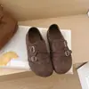 Zapatos de vestir hebilla de cuero Rad suela blanda mules sin cordones punta redonda Americanos con alza interior mocasines mujer versátil gamuza de moda