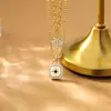 Collar de Estrella de Ocho Puntas con Diseño Original de Henna para Mujer, Diseño Transfronterizo Europeo y Americano de Lujo Ligero Estilo Ins Cadena para Clavícula de Circonita Venta Directa