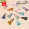 Cielo Estrellado Gradiente Corto Gordito Hilo de Algodón Borla Pendientes Pulsera Accesorios Pulsera Collar Tapa de Hilo con Anillo Colgante