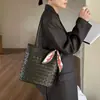 Bolso de cubo de cuero genuino de alta gama, bolso de mano de piel de vaca tejido a mano, bolso de hombro de gran capacidad para el día a día para mujer