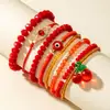Pulseras Transfronterizas Europeas y Americanas, Pulseras de Cuentas Rojas Cereza para el Día de San Valentín, Pulseras de Ojo de Cuentas de Semilla Creativas de Moda al por Mayor