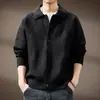 Cardigan de Lã com Lapela Estilo Old Money Masculino Outono Inverno Novo Espessado Americano Solto Casual Tricô Peça Externa
