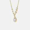 Colar de Liga de Cobre com Zircônia Transfronteiriço Coração Gota d'Água Design de Nicho Corrente para Clavícula Feminina de Alta Qualidade Joia Pingente