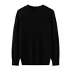 Nuevo Suéter de Lana Australiana de Cuello Redondo para Hombre de Primavera y Otoño Top Casual Camiseta Base de Color Sólido Suéter de Punto Versátil para Hombre