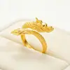 Anillo Abierto de Dragón con Placa de Arena Dorada Étnico Vietnamita Anillo de Dedo de Dragón del Zodiaco Imitación Oro Retro Joyería de Retención de Color Duradera Fuente Mayorista