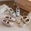 Nuevos Zapatos de Princesa para Niñas de Primavera y Otoño, Zapatos Pequeños de Cuero Versátiles a la Moda, Zapatos Planos Antideslizantes de Suela Blanda, Zapatos de Punta Cuadrada, Zapatos para Actuación de Danza