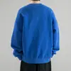 Moletom Preto Masculino Gola Redonda 500g Primavera/Outono, Marca da Moda, Forrado com Fleece, Blusa Casual de Caimento Solto