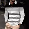 Camisa Polo Masculina Amazon Transfronteiriça Nova com Estampa 3D Casual Listrada Business Polo