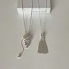 Colar Longo com Franjas Estilo Igual de Blogueira Popular Coreana Feminino Nicho Ins Único Exquisito Versátil Corrente de Pescoço Corrente de Clavícula