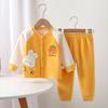 Conjunto de Roupa Íntima Térmica de Fleece Dupla Face para Bebê Outono com Design Sem Costura e Estampa Divertida Confortável para Aquecimento no Outono e Inverno