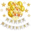 Balão de Látex Preto Dourado com Recorte de Estrela Dourada Bandeira Cauda de Peixe Pacote Combinado de Lantejoulas Decoração de Festa de Aniversário