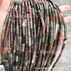 Cuentas de ágata india de colores 4 * 13 mm, hilo de cuentas tubulares redondas largas, cuentas sueltas cilíndricas, tubo largo de ágata, joyería hecha a mano con cuentas