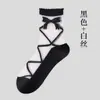 Calcetines de mujer de primavera nuevos, finos, transparentes, de seda, con lazo, de cristal, transpirables y absorbentes del sudor.