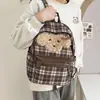 Mochila Nueva a Cuadros, Retro y Versátil, Bolso Escolar para Estudiantes Universitarias, Mochila Ligera para Viajes Diarios y Ocio