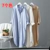 25 Camisas para Mujer, Primavera y Otoño, Algodón y Lino, Moda Estilo Coreano, Color Sólido, Tops Versátiles, Camisas Sueltas de Longitud Media, Tops de Manga Larga Talla Grande