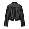 Comercio exterior transfronterizo otoño nuevo ropa de mujer estilo europeo y americano moda chaqueta de cuero PU manga larga con cremallera abrigo de cuero
