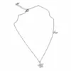 Collar Colgante de Estrella y Luna con Diamantes Completos, Moda Versátil Exquisita de Nicho, Cadena para Clavícula con Diseño Único de Lujo Ligero