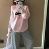 Sudadera Fina Rosa Estilo Dulce de Chica Dibujos Animados Divertidos Estampada para Mujer 2025 Nueva Moda Versátil Holgada