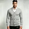 2026 Comercio Exterior Transfronterizo Otoño e Invierno Suéter Cardigan de Color Sólido con Cuello en V para Hombre Ropa de Punto Ajustada Casual Chaqueta para Hombre