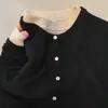 Nuevo Abrigo Suéter de Lujo Azul Marino 2026 para Mujer, Otoño e Invierno, Ajuste Holgado Casual, Tejido Versátil de Dos Piezas Falsas