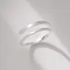 Anillo de Cruz Esmerilada de Plata de Ley 925 para Mujer Plata Brillante Diseño Simple de Nicho Estilo Hong Kong Personalidad Anillo Abierto 5170A
