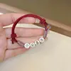 Pulseira de Fio Vermelho Dupla Face Paz e Alegria em Prata Pura 999 para Mulheres no Ano do Zodíaco, Tendência Chinesa Design de Nicho Joia de Casal