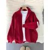 Suéter casual de punto para hombre color borgoña con cierre y tres rayas, perfecto para otoño e invierno, estilo americano