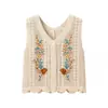 Colete Tricot Bordado 72Zx-5026 Nova Coleção Primavera Verão 2026 Estilo Férias Moda Decote V Camada para Pessoas Baixas