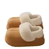 Pantuflas de algodón con plataforma y tacón para mujer, nuevo estilo otoño/invierno 2026, forradas de felpa para mayor calidez, antideslizantes, de felpa, impermeables y desmontables para facilitar la limpieza