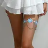 Bambu como fábrica de roupas fornecimento direto europeu e americano corrente de pulseira floco de neve tridimensional azul anel de perna feminino P0370