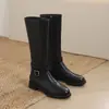 Botas altas da moda e minimalistas estilo coreano de 3,5 cm, nova coleção outono/inverno 2026, bico redondo, salto grosso, botas de montaria até o joelho para mulheres